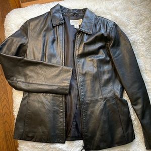 Annex petite leather coat